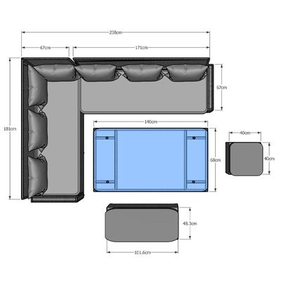 Mobiliário de exterior geral AJUNION Jardim seccional de todos os climas Sofá com mesa ascendente