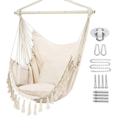 127*122*2,5cm Jardim ao ar livre Camping Patio dobrável Portátil Crianças de algodão corda pendurada Swing Hammock cadeira