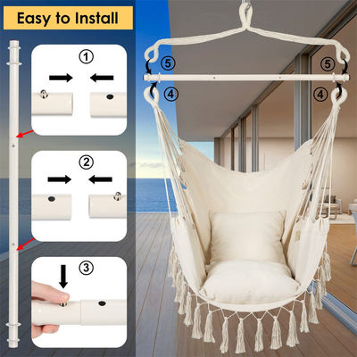 127*122*2,5cm Jardim ao ar livre Camping Patio dobrável Portátil Crianças de algodão corda pendurada Swing Hammock cadeira