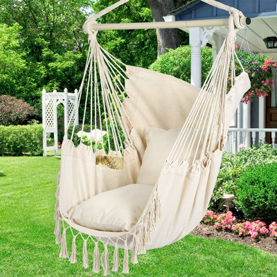 127*122*2,5cm Jardim ao ar livre Camping Patio dobrável Portátil Crianças de algodão corda pendurada Swing Hammock cadeira