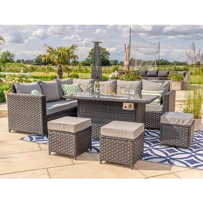 Mobiliário Modular Wicker Rattan Outdoor Set com Mesa de Fogo AJUNION Garden Design
