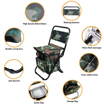 Assento de praia portátil de camuflagem com saco