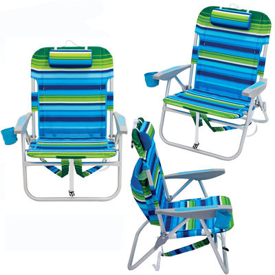 Cadeira de praia dobrável de alumínio com saco de armazenamento e estilo de design tradicional