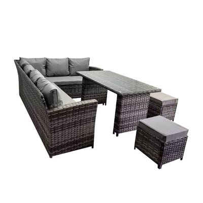 AJUNION 9 Piece Rattan Jardim de Jantar Conjunto de Mobiliário de Limpeza de Rattan