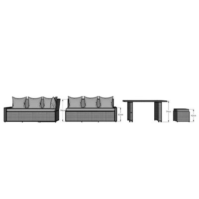 AJUNION 9 Piece Rattan Jardim de Jantar Conjunto de Mobiliário de Limpeza de Rattan