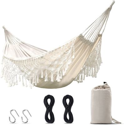 Cama de hamaca de algodão duplo balanço pendente dobrável para acampamento e jardim