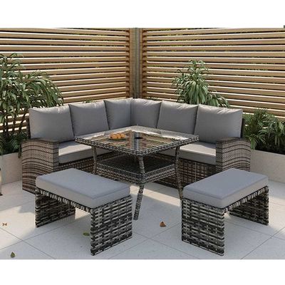 PE Rattan Todos os Tempos Mobiliário de Jardim Conjunto de Recreação Sofá de Esquina ao Ar livre Conjunto de Lounge