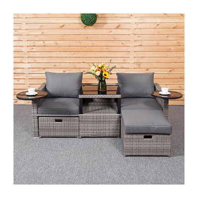 Sofá de salão de quintal com Wicker Rattan PE em Vários Desenhos Seccionais