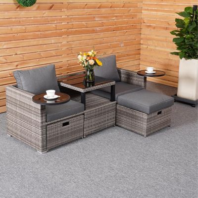 Sofá de salão de quintal com Wicker Rattan PE em Vários Desenhos Seccionais