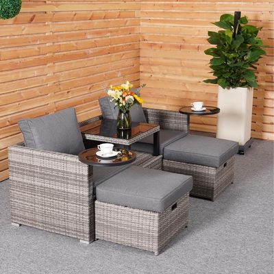 Sofá de salão de quintal com Wicker Rattan PE em Vários Desenhos Seccionais
