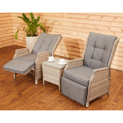 Sofá de jardim com encosto ajustável AJUNION Mobiliário de pátio de Wicker Rattan