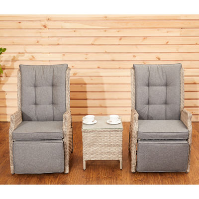 Sofá de jardim com encosto ajustável AJUNION Mobiliário de pátio de Wicker Rattan