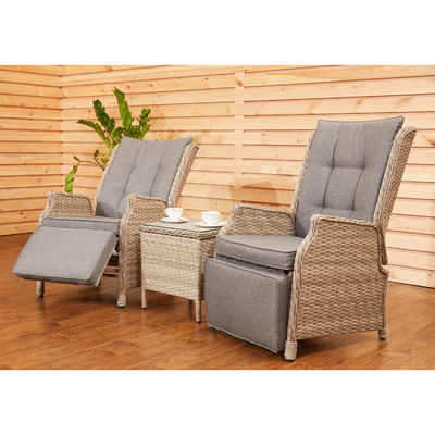 Sofá de jardim com encosto ajustável AJUNION Mobiliário de pátio de Wicker Rattan