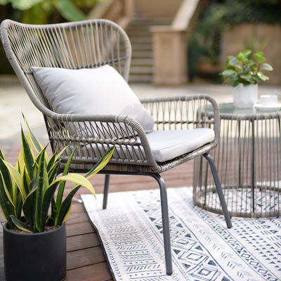 Modern Design AJUNION 2 Assentos Cadeira de Wicker Rattan para Bistro Conjunto Mobiliário de piscina
