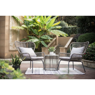 Modern Design AJUNION 2 Assentos Cadeira de Wicker Rattan para Bistro Conjunto Mobiliário de piscina