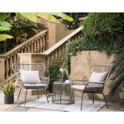 Modern Design AJUNION 2 Assentos Cadeira de Wicker Rattan para Bistro Conjunto Mobiliário de piscina