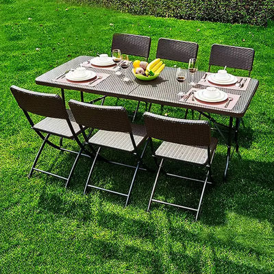 Mesa de banquete exterior dobrável Móveis portáteis de acampamento com design de rotão imitado