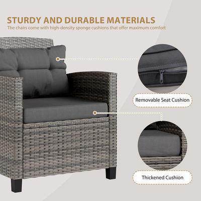 Set de Bistro ao ar livre cadeira de jardim de rotão 2 assentos Patio Set grupo com mesa de café da AJUNION