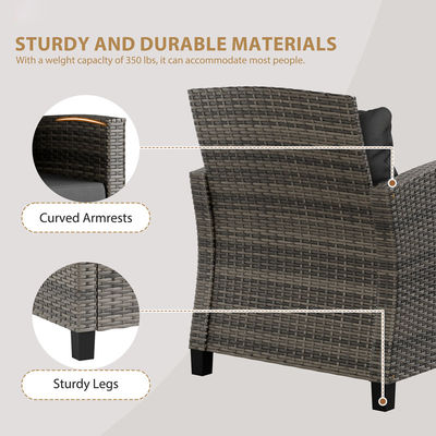 Set de Bistro ao ar livre cadeira de jardim de rotão 2 assentos Patio Set grupo com mesa de café da AJUNION