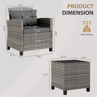 Set de Bistro ao ar livre cadeira de jardim de rotão 2 assentos Patio Set grupo com mesa de café da AJUNION
