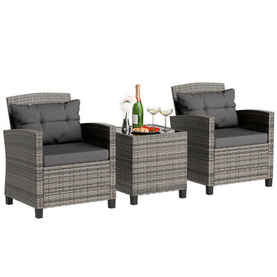 Set de Bistro ao ar livre cadeira de jardim de rotão 2 assentos Patio Set grupo com mesa de café da AJUNION