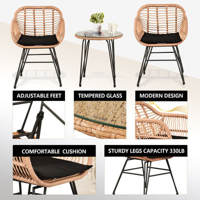 AJUNION 2 Assentos Mobiliário de pátio externo Bistro Set D23.62'xW21.26'xH31.5'