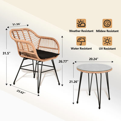 AJUNION 2 Assentos Mobiliário de pátio externo Bistro Set D23.62'xW21.26'xH31.5'