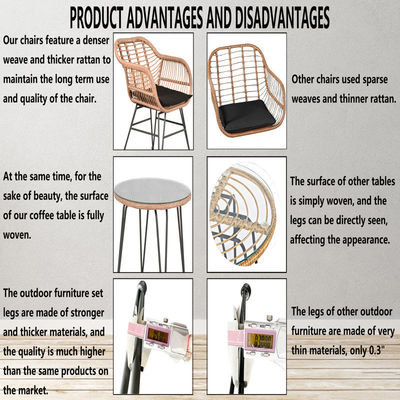 AJUNION 2 Assentos Mobiliário de pátio externo Bistro Set D23.62'xW21.26'xH31.5'