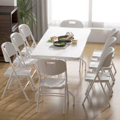 Moderno Design tamanho de estoque portátil de plástico branca banquete dobrável mesa para festa de piquenique