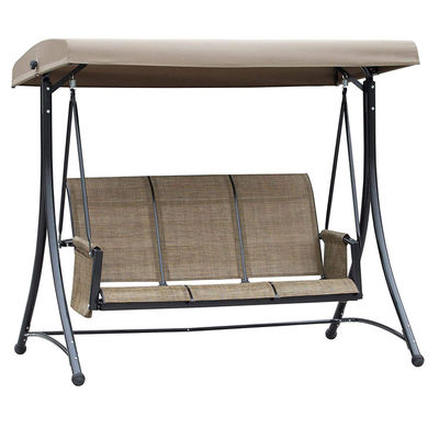 Outdoor Courtyard Garden Leisure Brown Suspensão Lounge Chair com Canopy ajustável