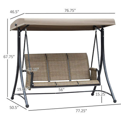 Outdoor Courtyard Garden Leisure Brown Suspensão Lounge Chair com Canopy ajustável