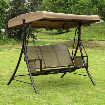 Outdoor Courtyard Garden Leisure Brown Suspensão Lounge Chair com Canopy ajustável