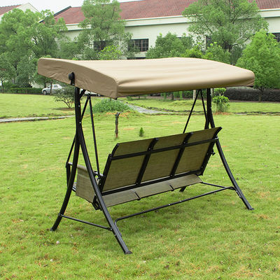 Outdoor Courtyard Garden Leisure Brown Suspensão Lounge Chair com Canopy ajustável