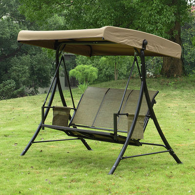 Outdoor Courtyard Garden Leisure Brown Suspensão Lounge Chair com Canopy ajustável