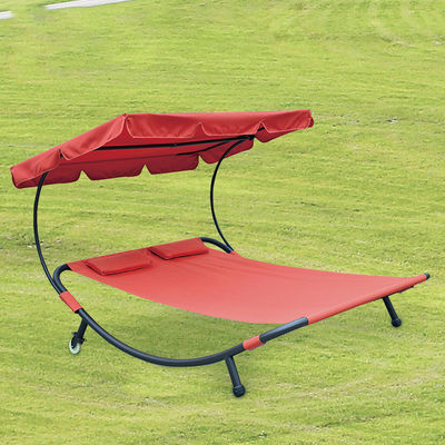 Fazenda de jardim ao ar livre Leito de sol duplo com dossel e rodas Aproveite o sol com conforto