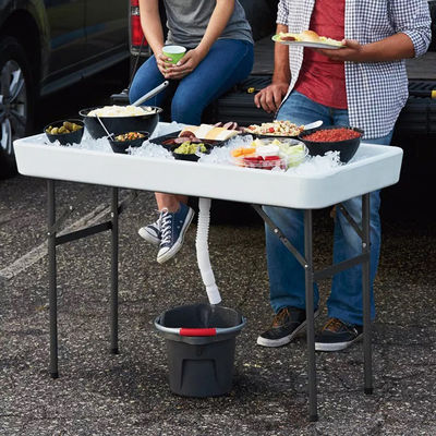 Tabela dobrável portátil para festa Hotel Camping Square HDPE Plástico Metal Frio Frio