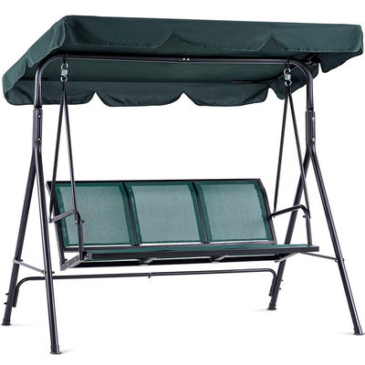 Mobiliário de exterior para adultos Tecido de metal Teslin 3 lugares Macaco Swing Chair com dossel