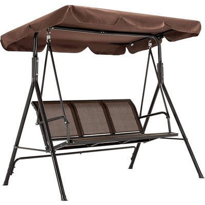 Mobiliário de exterior para adultos Tecido de metal Teslin 3 lugares Macaco Swing Chair com dossel