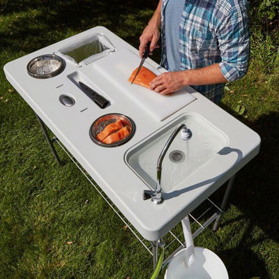 Mesa dobrável portátil de plástico para acampamento e jardinagem ao ar livre