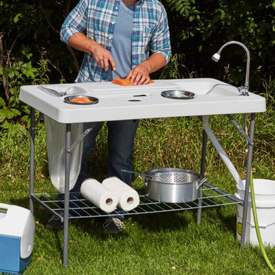 Mesa dobrável portátil de plástico para acampamento e jardinagem ao ar livre