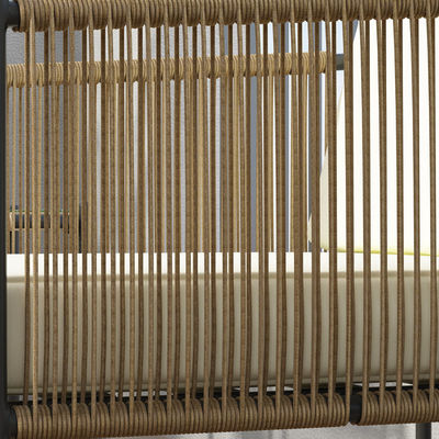 AJUNION Conjunto de mobiliário para pátio de metal Rattan Mobiliário de exterior tecido com mesa de café