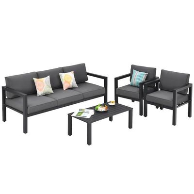 AJUNION 4 Peças Patio Mobiliário Assento Conjunto Alumínio Exterior para estilo de design moderno