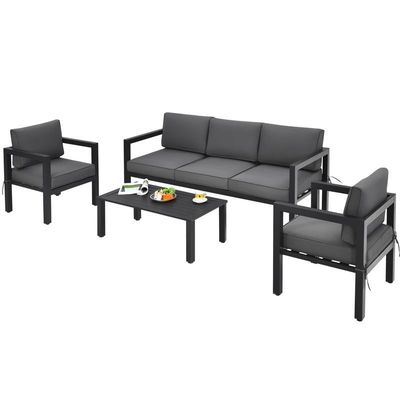 AJUNION 4 Peças Patio Mobiliário Assento Conjunto Alumínio Exterior para estilo de design moderno