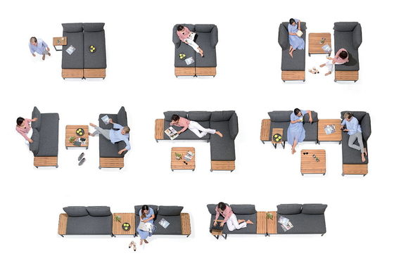 Mobiliário de jardim modular de alumínio L172xW72xH43cm AJUNION Chaise exterior Set seccional