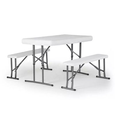 Mobiliário de exterior Plástico Metal Dobrável Picnic Mesa de Jantar Cadeira Banco Conjunto para Jardim