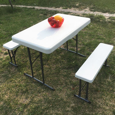 Mobiliário de exterior Plástico Metal Dobrável Picnic Mesa de Jantar Cadeira Banco Conjunto para Jardim