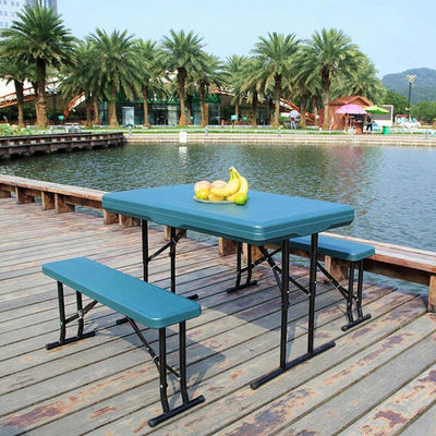 Mobiliário de exterior Plástico Metal Dobrável Picnic Mesa de Jantar Cadeira Banco Conjunto para Jardim