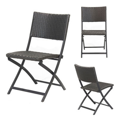 Eventos de banquete ao ar livre PE dobrável Wicker Rattan cadeira de café com logotipo personalizado
