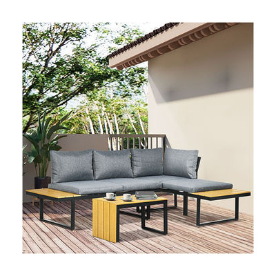 Conjunto de Sofá AJUNION Conjunto de Sofá de Esquina de Alumínio para Mobiliário de Jardim Modular