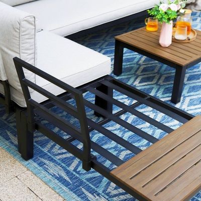 Conjunto de Patio Modular de Alumínio AJUNION Forma U Grande Tamanho Mobiliário Exterior Sofá Seccional